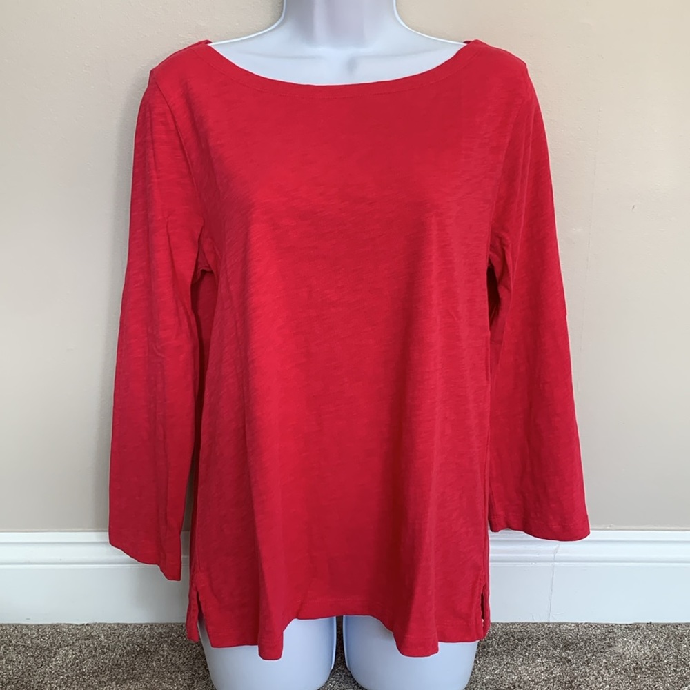 JCREW Bright Pink Slub Boatneck 3/4 Sleeve shirt M